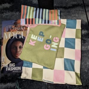 "Keep Going" Checkered Tote with Matching Pouch 3 Pieces
